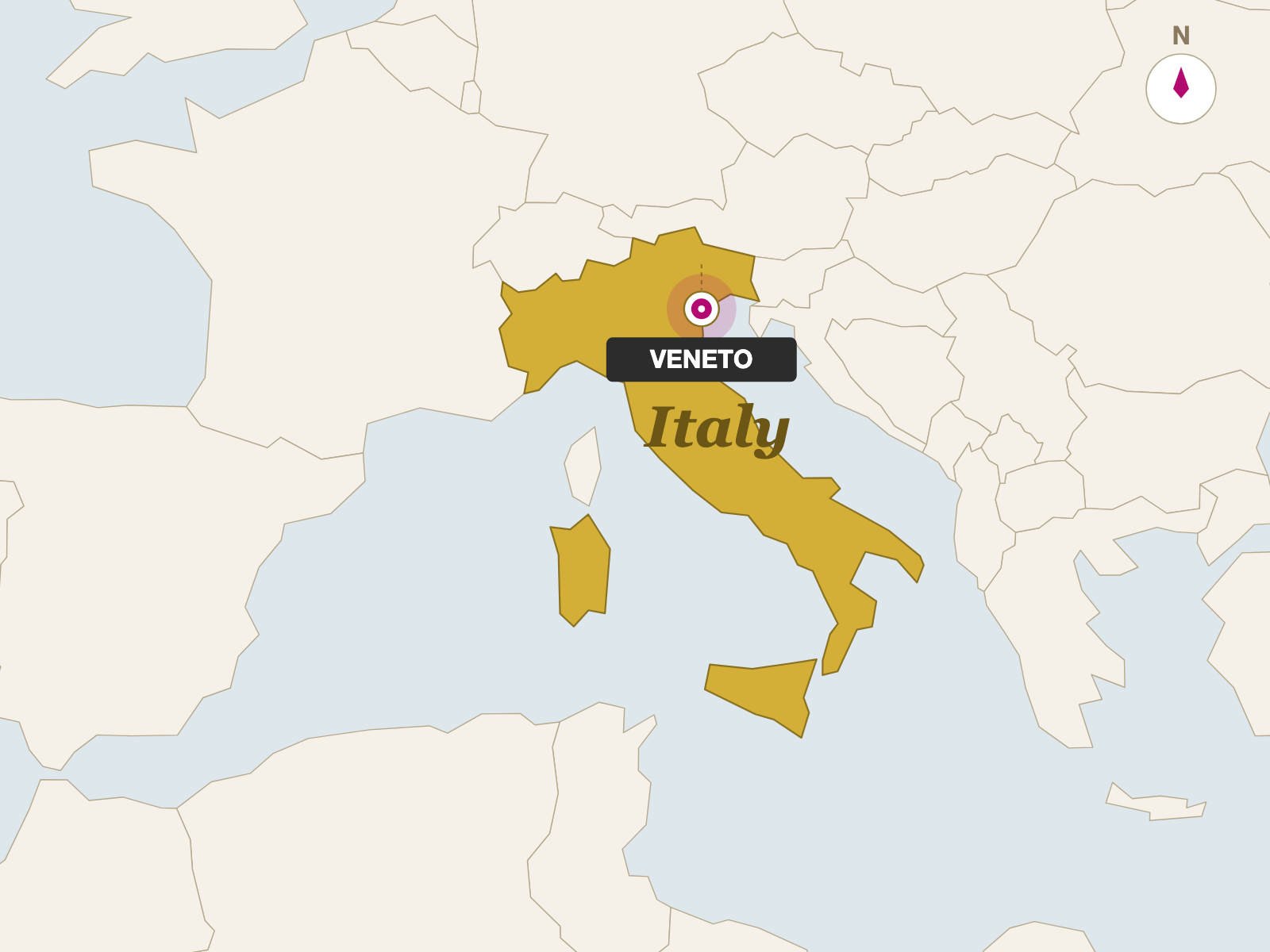 Piave Red Label Aged Staggionato origin map