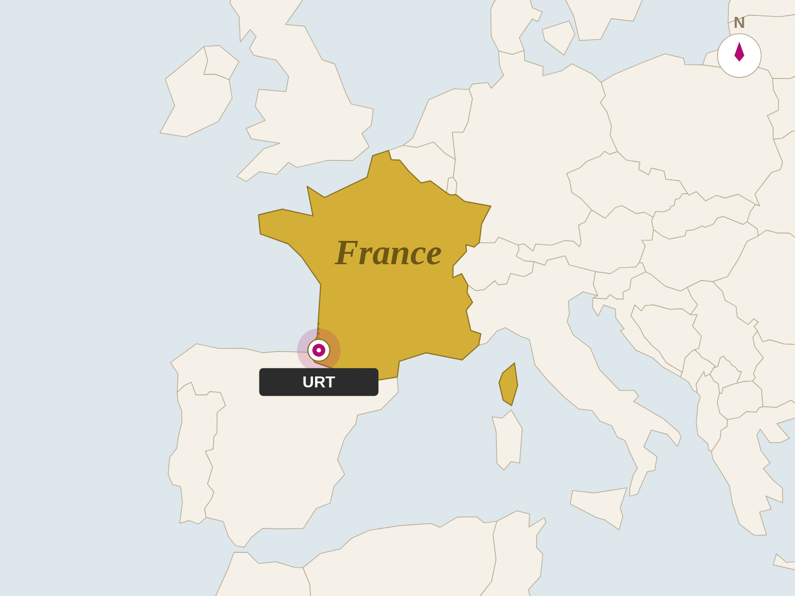 Abbaye De Belloc origin map