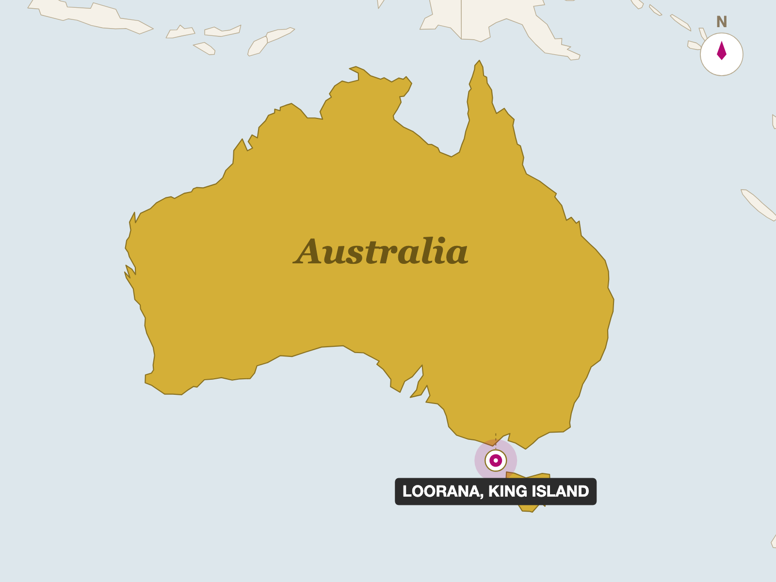 King Island Dairy Roaring Fourties origin map