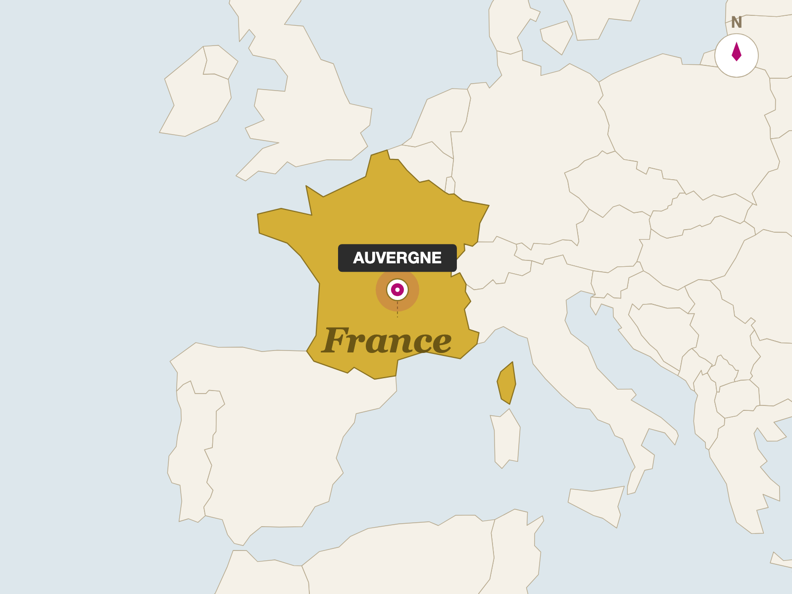 Bleu d'Auvergne origin map