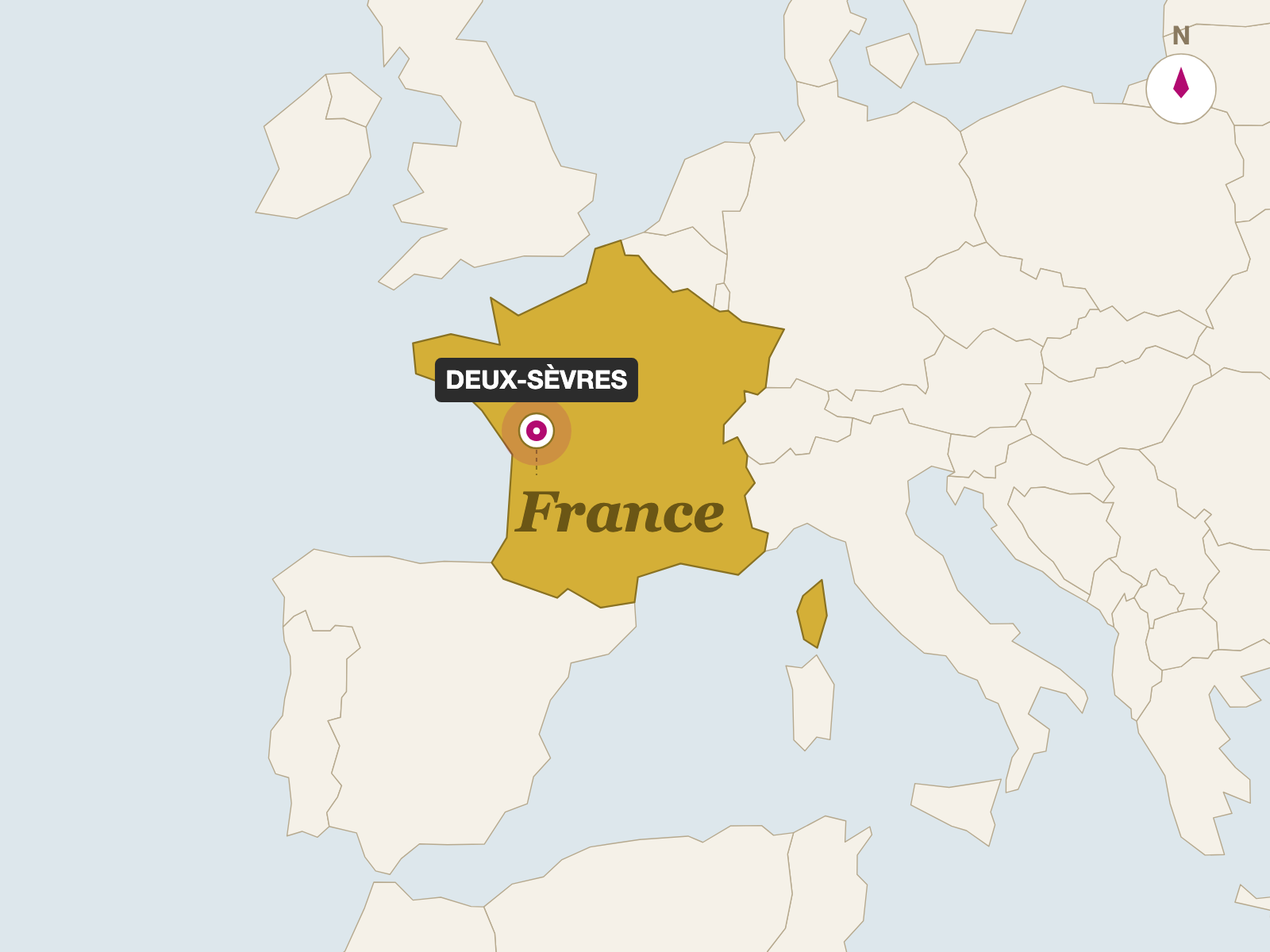Delice des Deux Sevres Cendres (150g) origin map