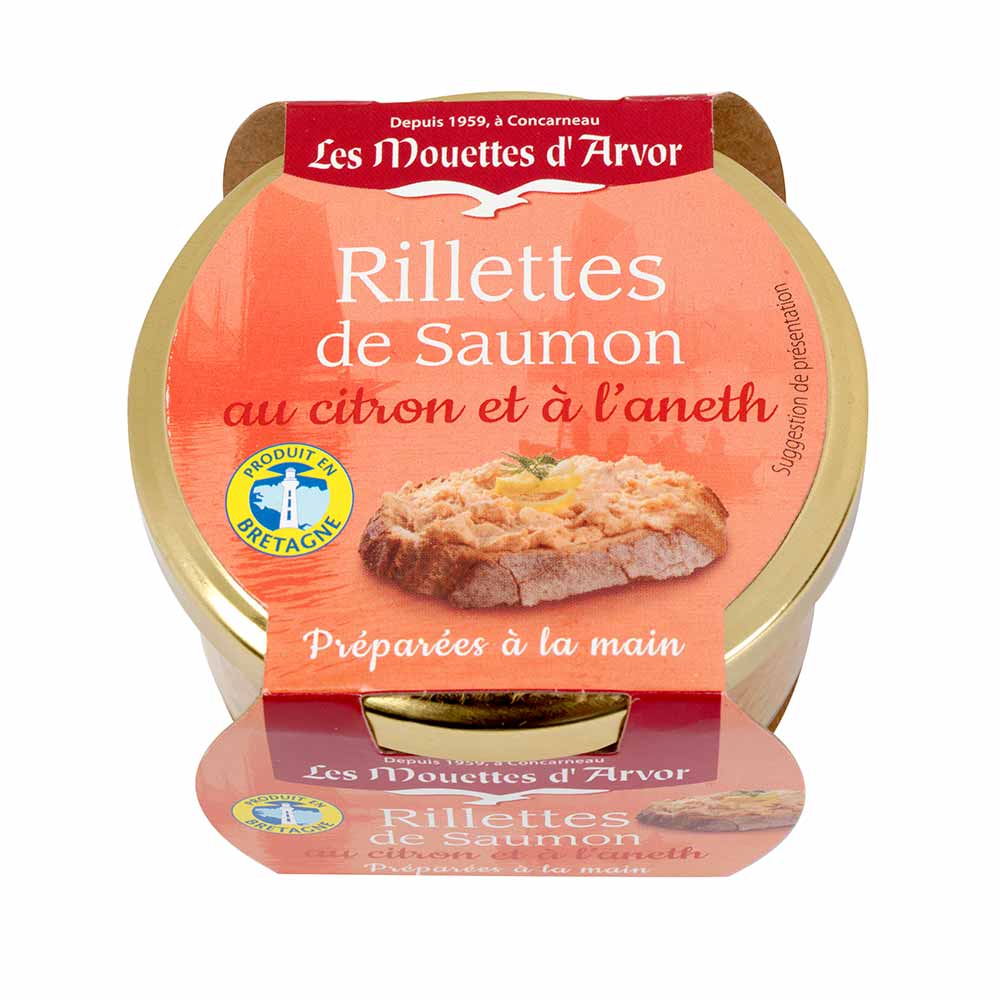 Les Mouettes d'Arvor Rillettes of Salmon w/ Lemon & Dill (125g) - 12ea Case
