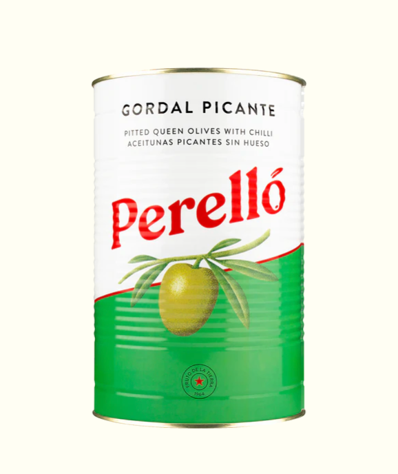 Perello Spicy Gordal Pitted Olives (5.3oz) - 15ea Case