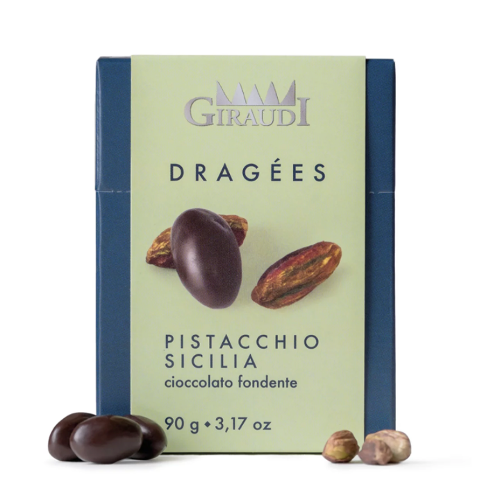 Pistachio Dragées in Dark Chocolate (90g) - 6ea Case