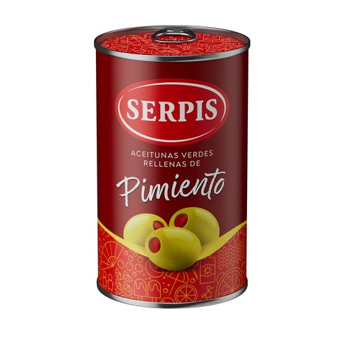 Serpis Red Pepper Stuffed Green Olives (130g) - 12ea Case