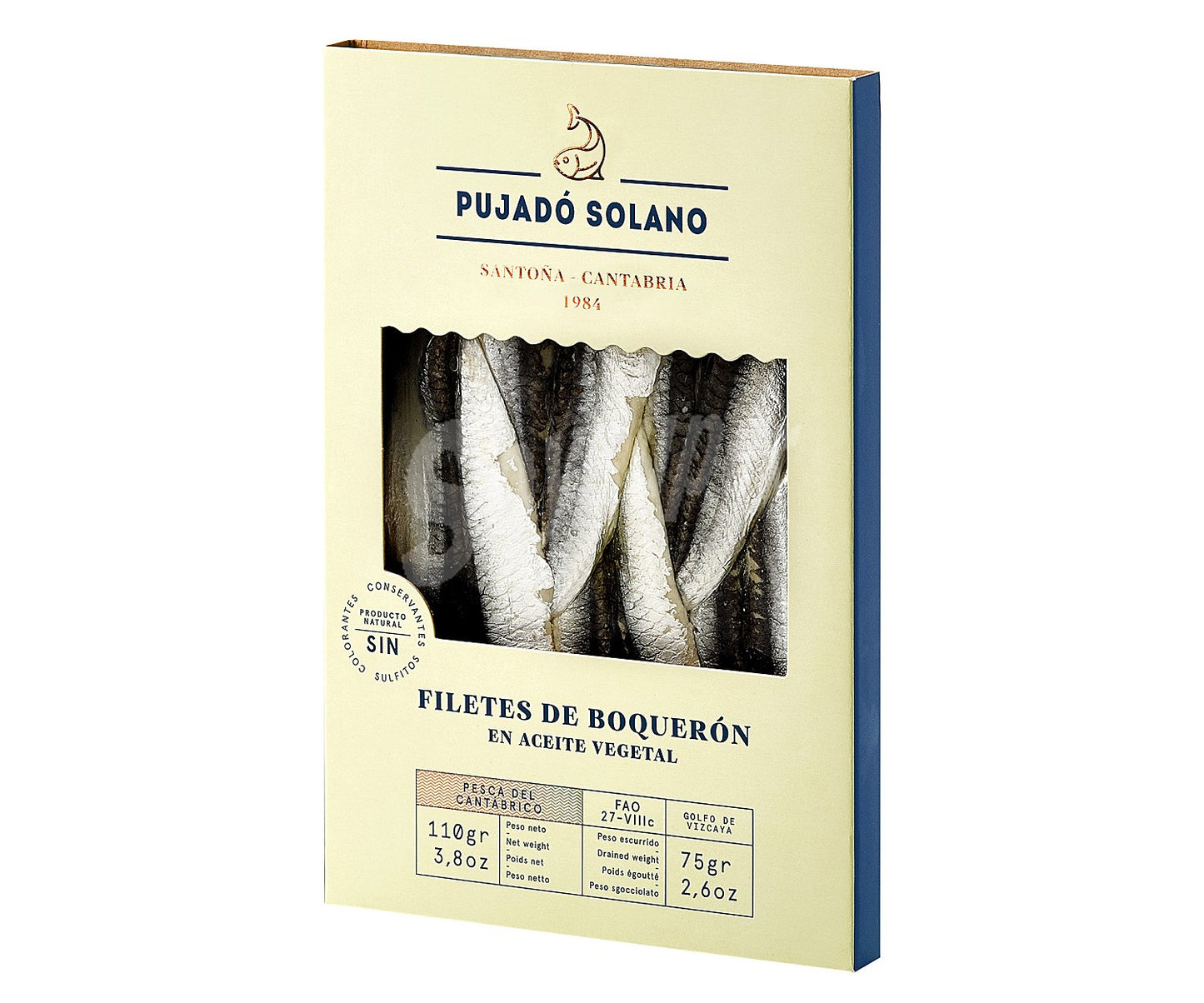 Pujado Solano White Anchovy Marinated in Vinegar & Sunflower Oil (75g) - 6ea Case