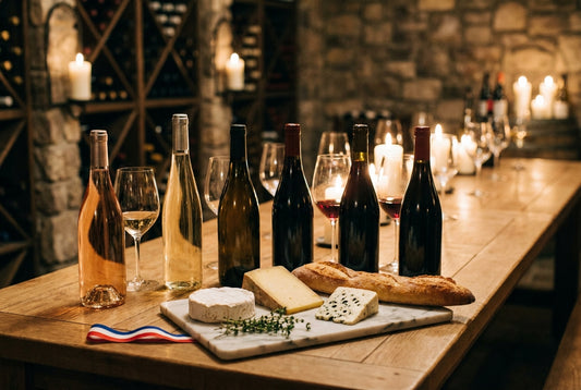 Bastille Day at The Cheese Store — seven French wines and a cheese board in the candlelit wine room