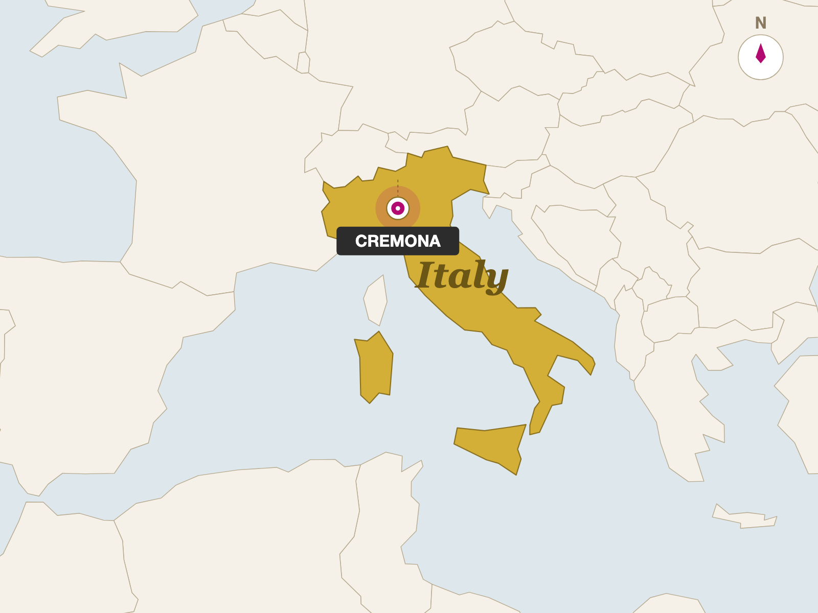 Auricchio Piccante (Sharp) Provolone origin map