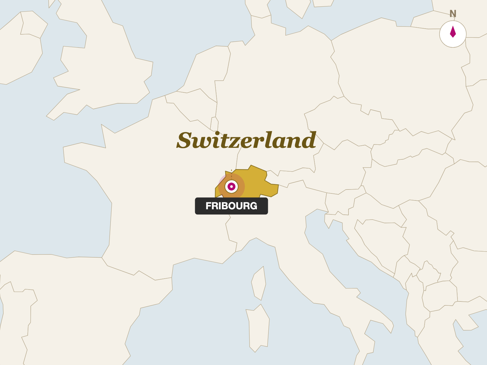 Swiss AOP Gruyere Cave Aged origin map