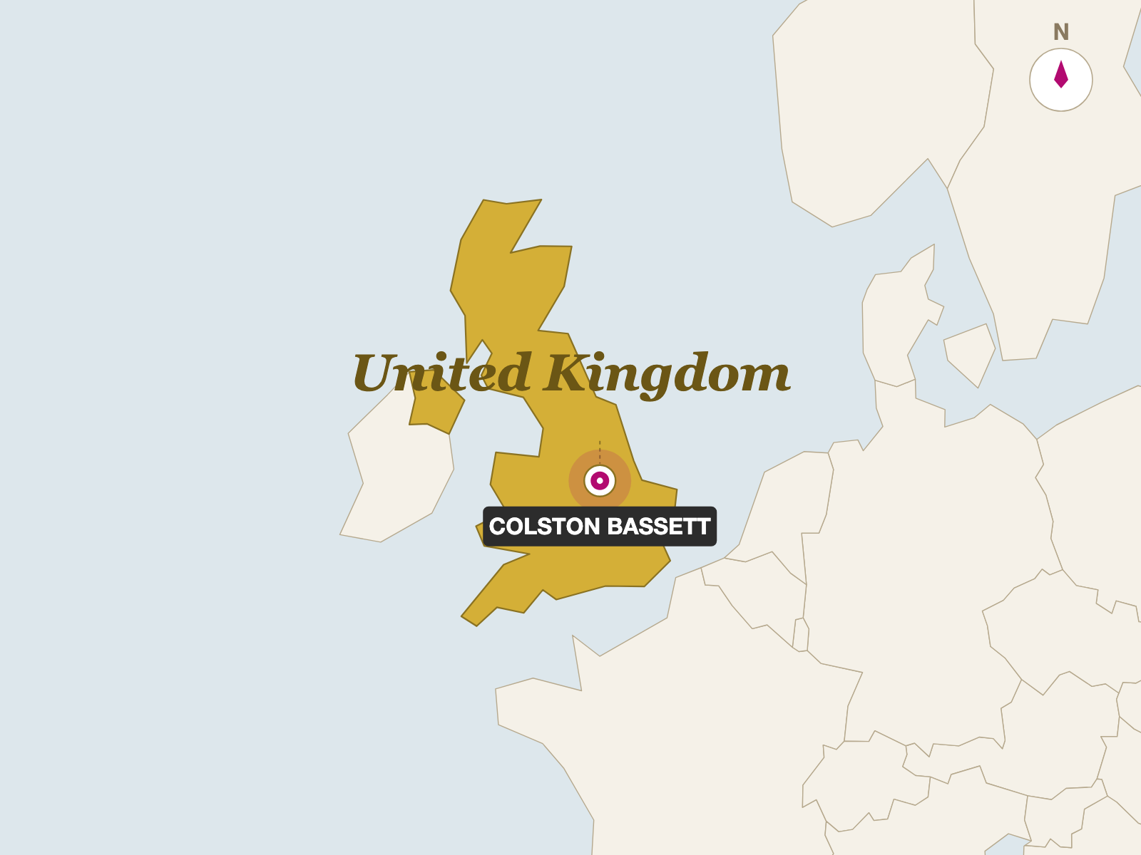 Colston Bassett Stilton origin map