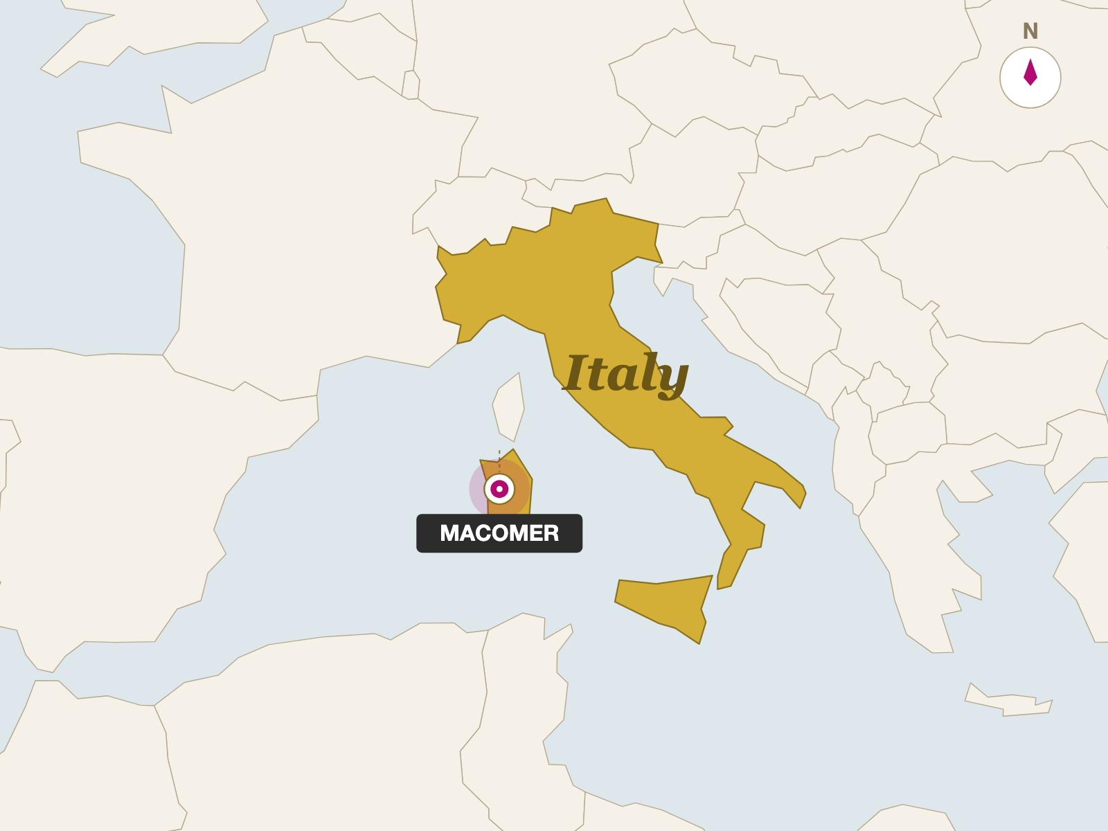 Locatelli Pecorino Saracino Red Pepper origin map