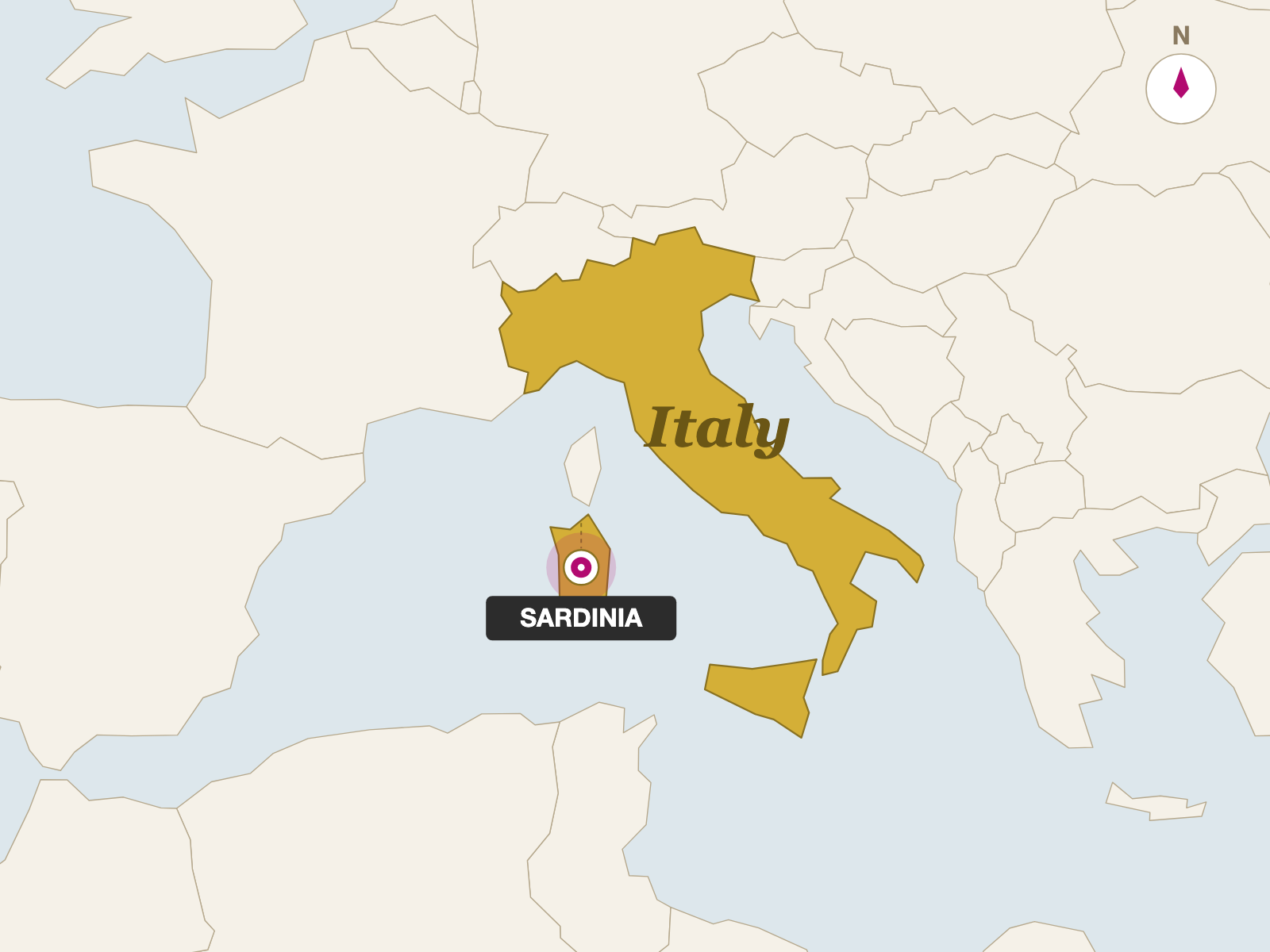 Pecorino Fiore Sardo origin map