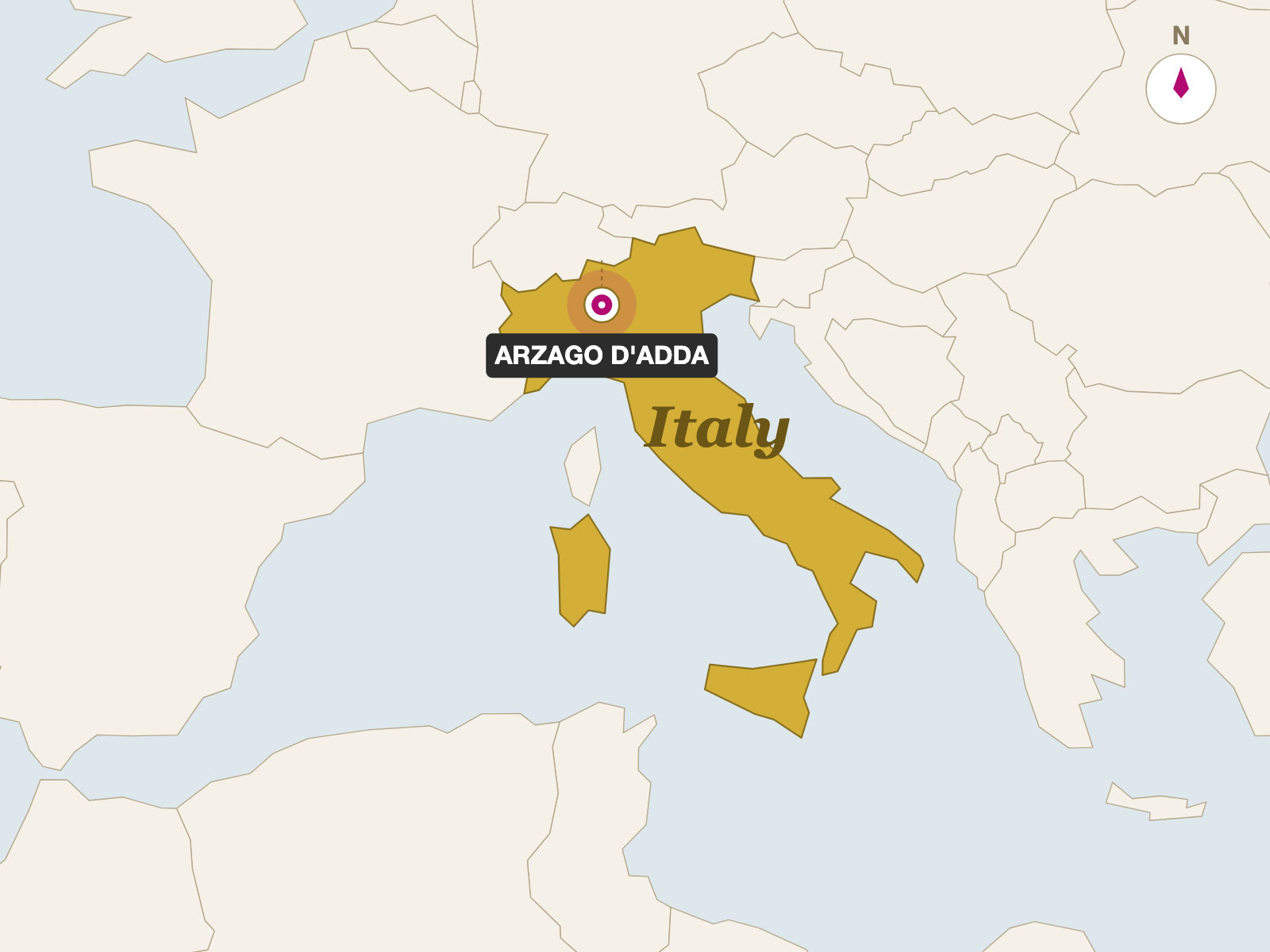 Caseificio DeFendi Gorgonzola Piccante (DOP) origin map