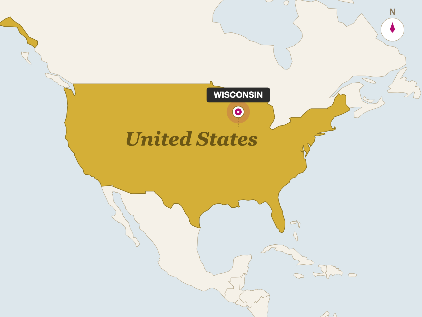 Wisconsin Yellow Cheddar Aged 9 Years origin map