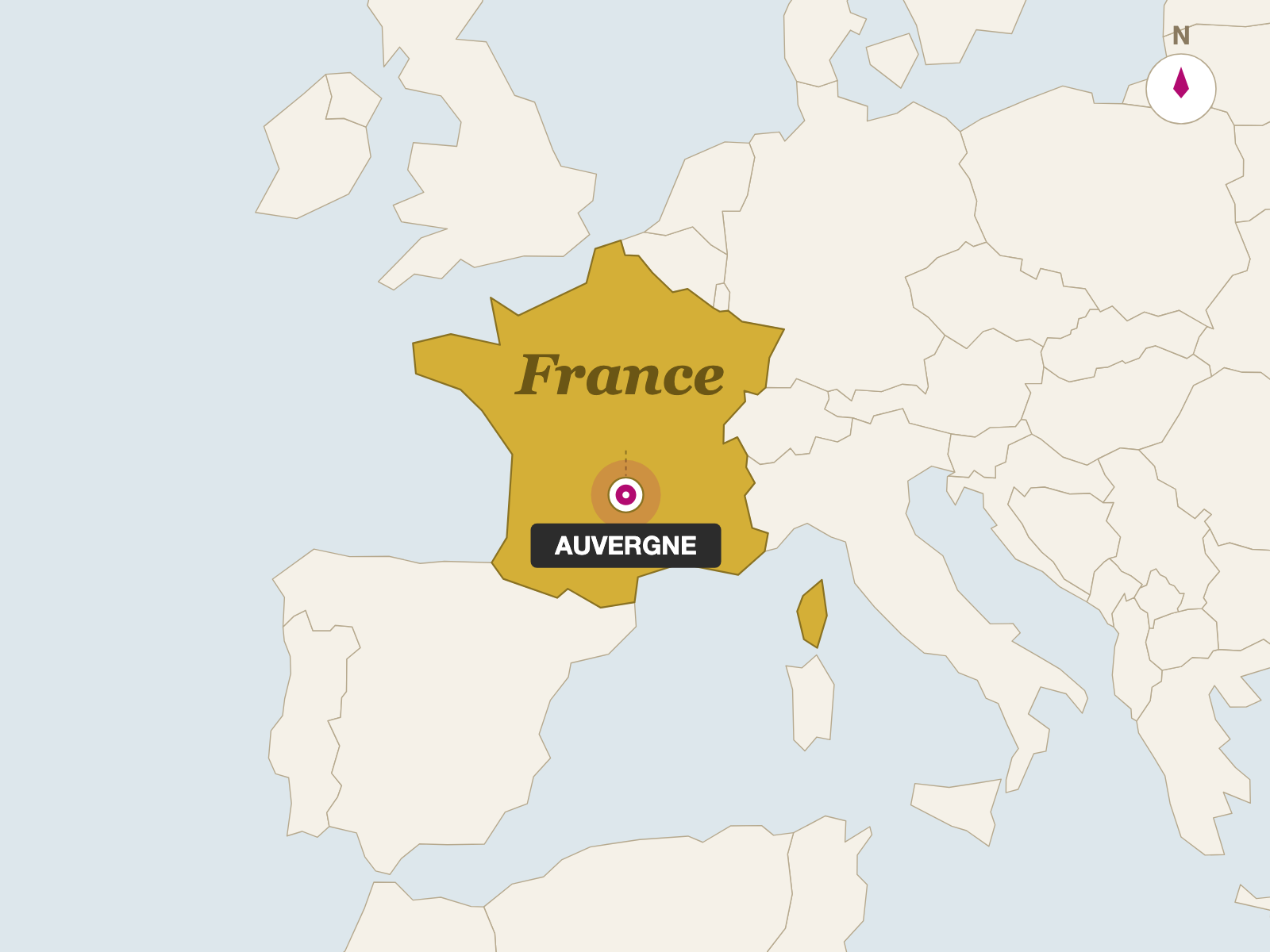 Cantal origin map