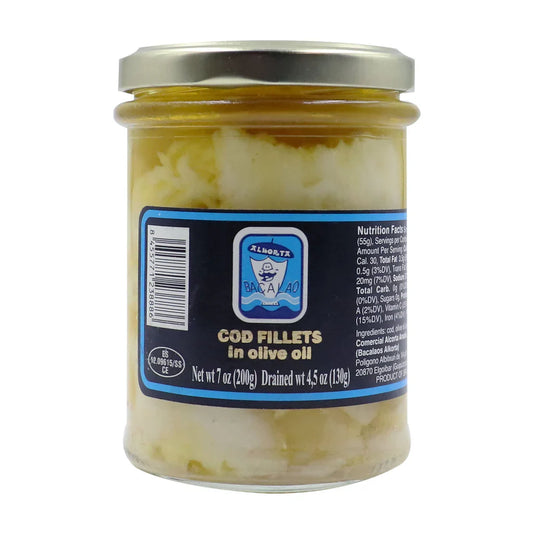 Bacalaos Alkorta Cod Fillets in Olive Oil (7oz) - 6ea Case