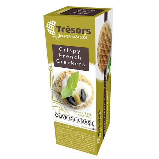 Tresors Olive Oil & Basil Crackers (3.3oz) - 12ea Case