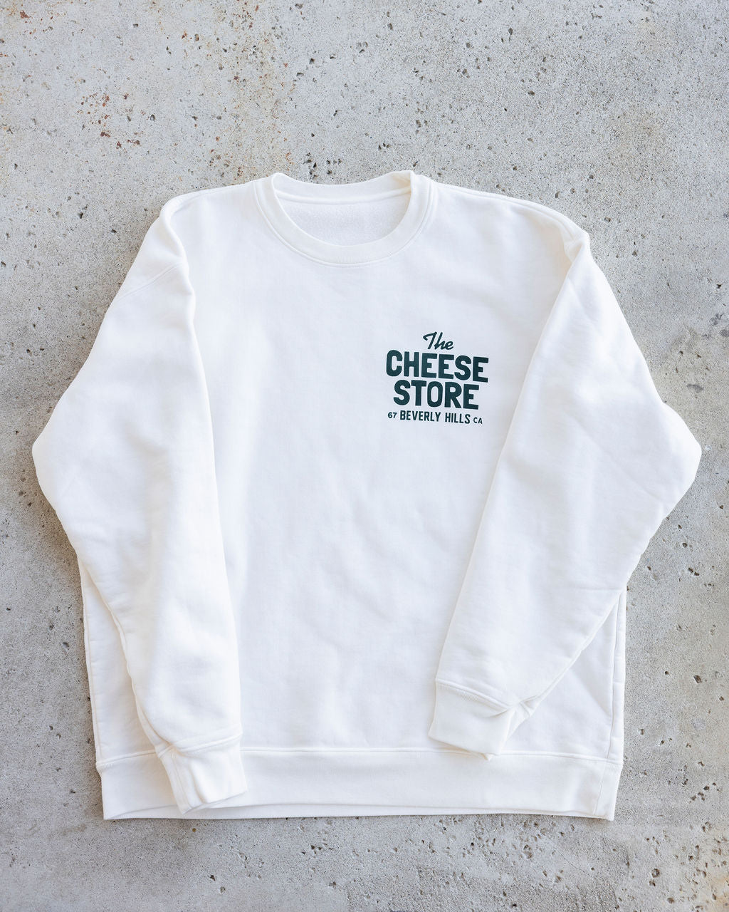 Crew Sweatshirt Cream with Print - The Cheese Store of Beverly Hills