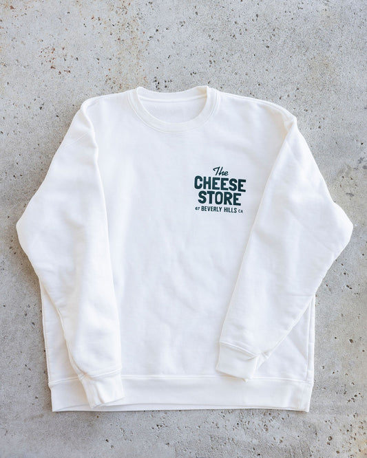 Crew Sweatshirt Cream with Print - The Cheese Store of Beverly Hills