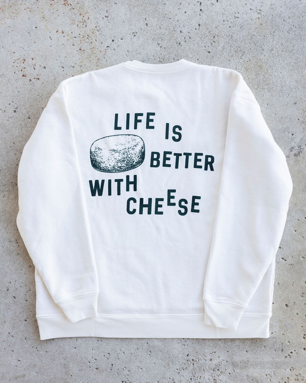 Crew Sweatshirt Cream with Print - The Cheese Store of Beverly Hills