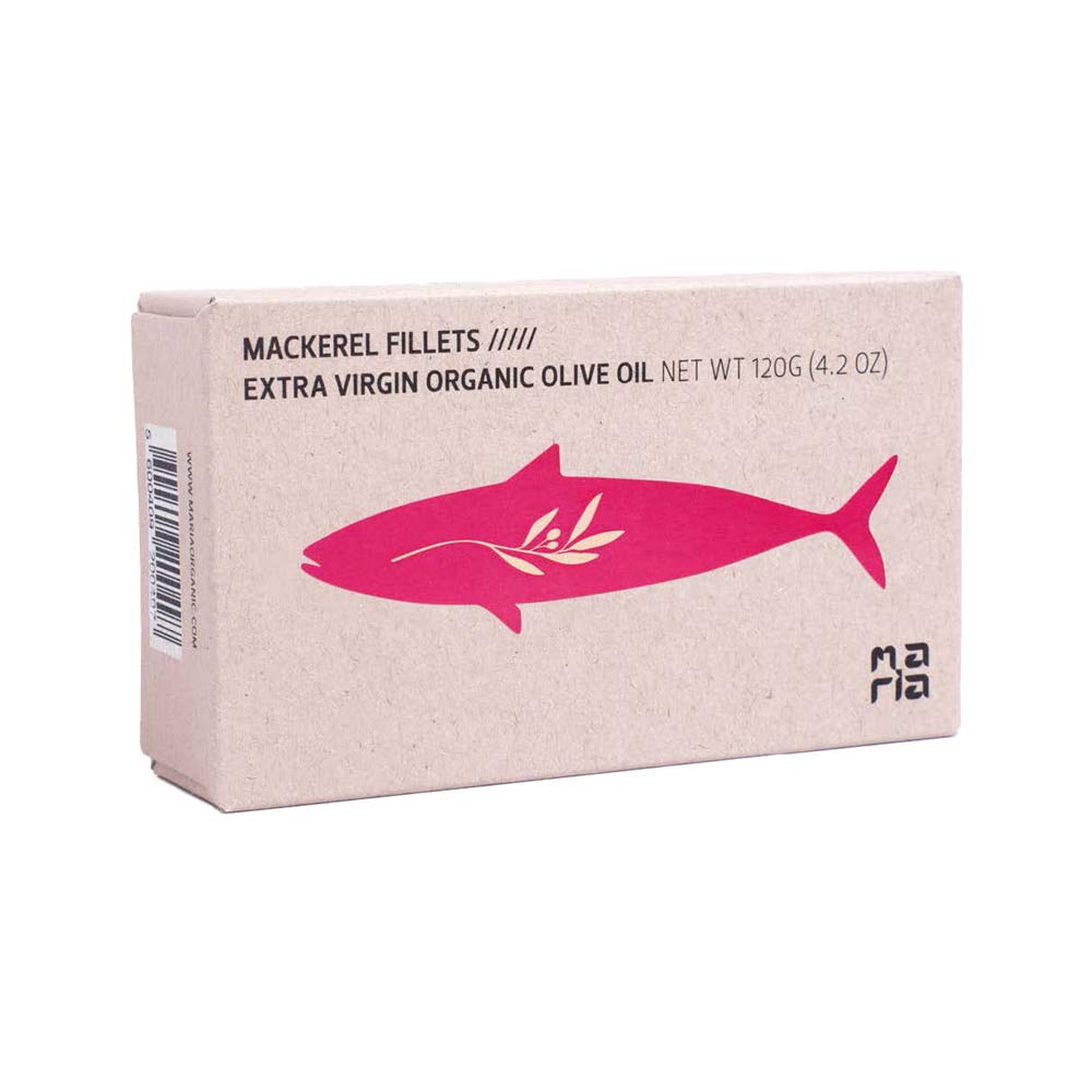 Maria Organic Mackerel Fillets in Olive Oil (125g) - 12ea Case