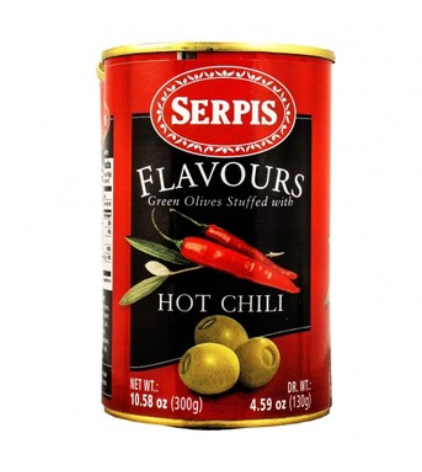 Serpis Hot Chili Stuffed Green Olives (130g)