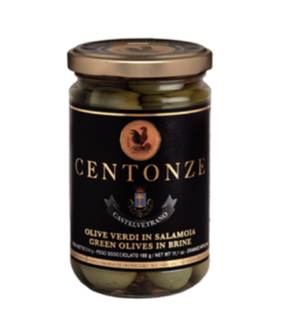 Centonze Whole Green Olives in Brine (180g)