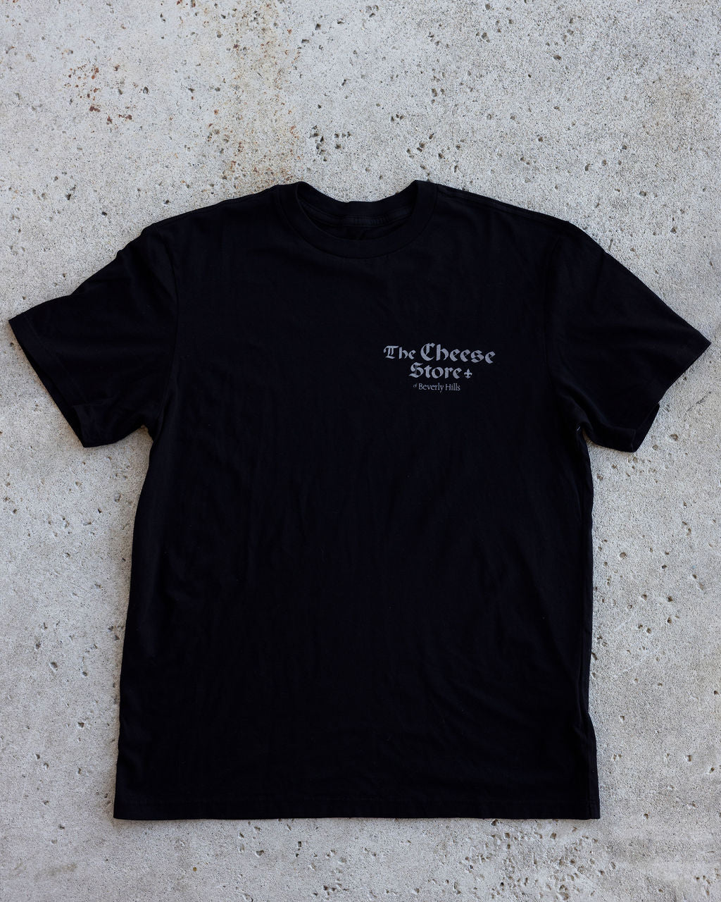 Unisex Tee-Shirt Black with White Print - The Cheese Store of Beverly Hills