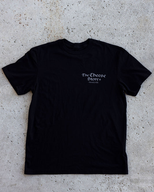 Unisex Tee-Shirt Black with White Print - The Cheese Store of Beverly Hills