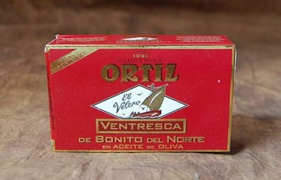 container of Ortiz Ventresca Tuna Tin
