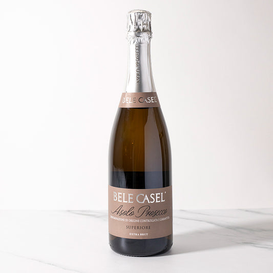 BOttle of Bele Casel Asolo Prosecco Superiore Extra Brut